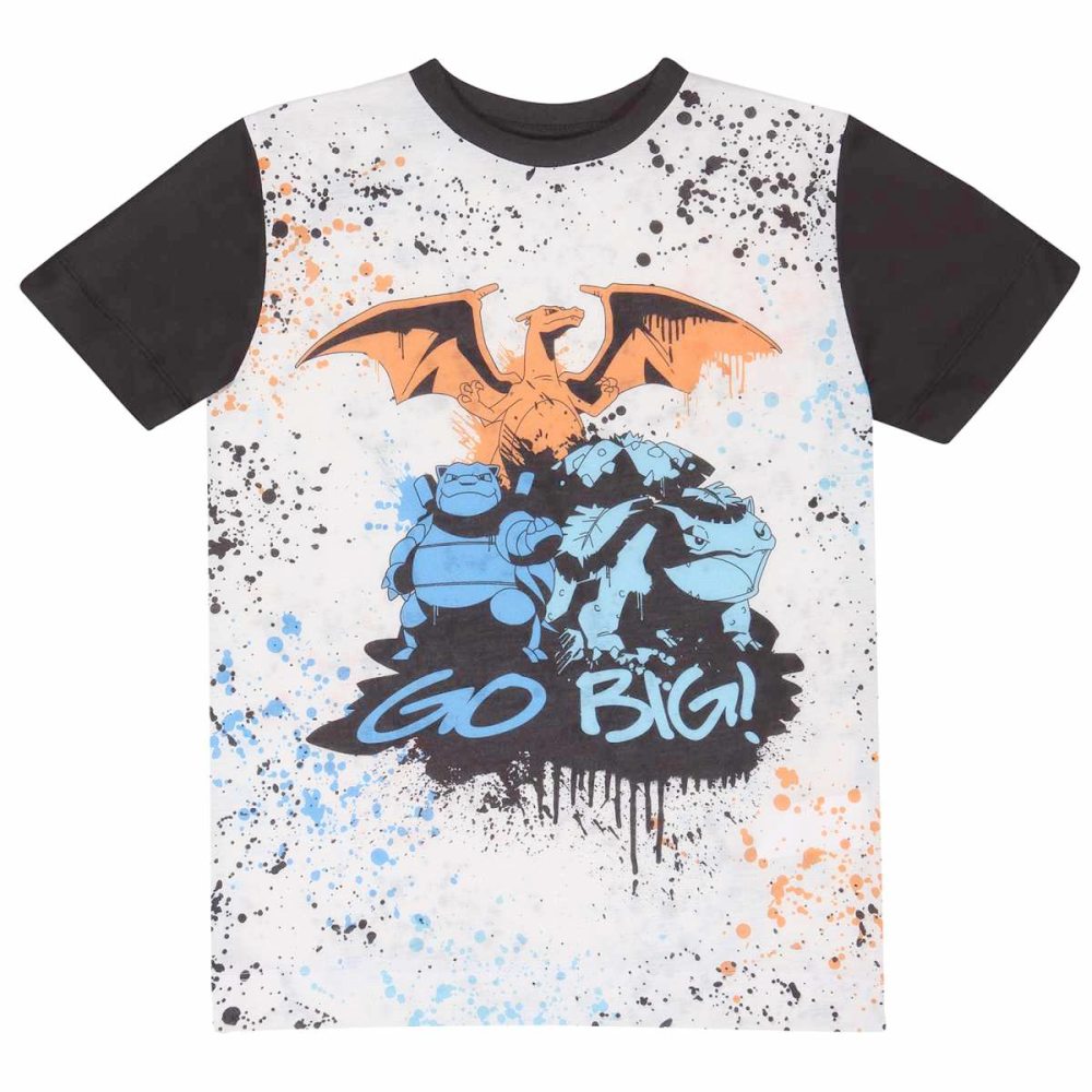 Pokémon - Go Big Kinder T-Shirt - Weiß/Schwarz